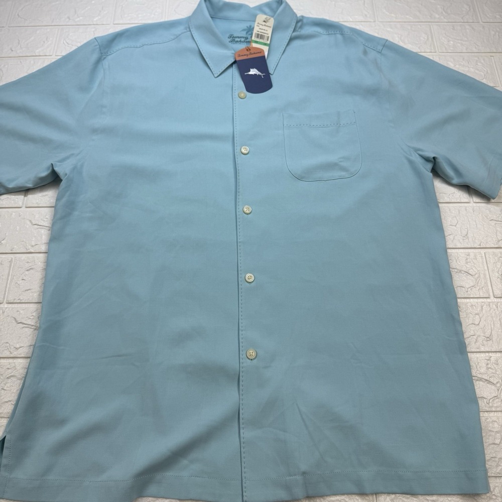 Tommy Bahama Mens Large Blue 100% Silk Catalina Twill Camp Shirt NWT T34181